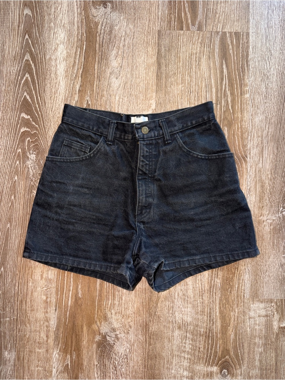 Vintage 90s High-Waist Black Denim Shorts